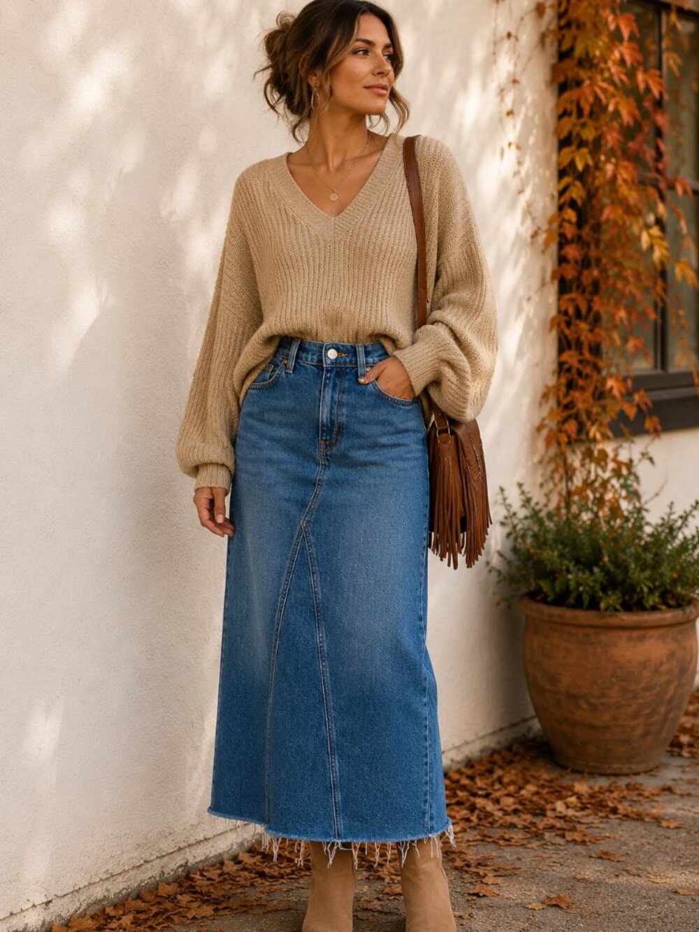 Levi Strauss Signature Denim Maxi Skirt Size 10 Fall Jean Skirt Western